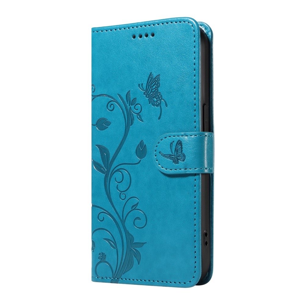 Flowery knižkové púzdro na Samsung Galaxy A06 4G - modré