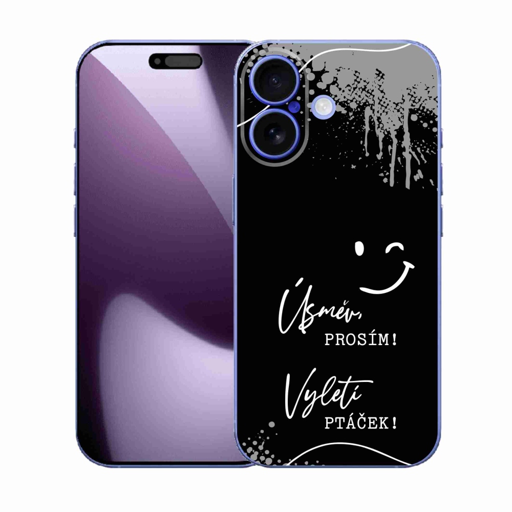 Gélový kryt mmCase na iPhone 17 - vtipný text 4 čierne pozadie