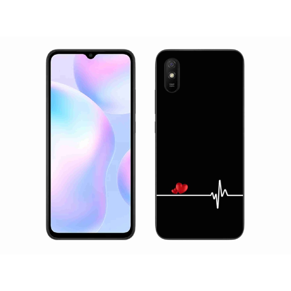 Gélový kryt mmCase na Xiaomi Redmi 9AT - srdce a tep čierne pozadie