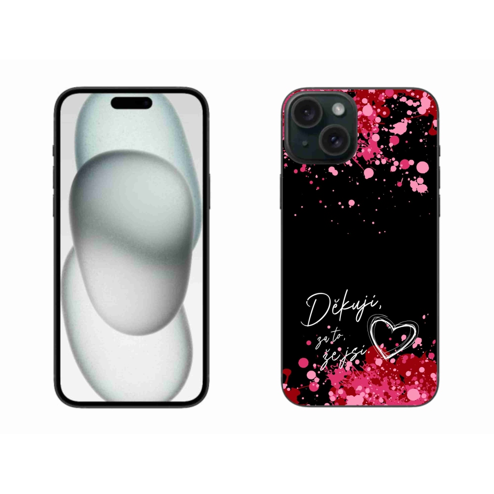 Gélový kryt mmCase na iPhone 15 Plus - zamilovaný text 2 čierne pozadie