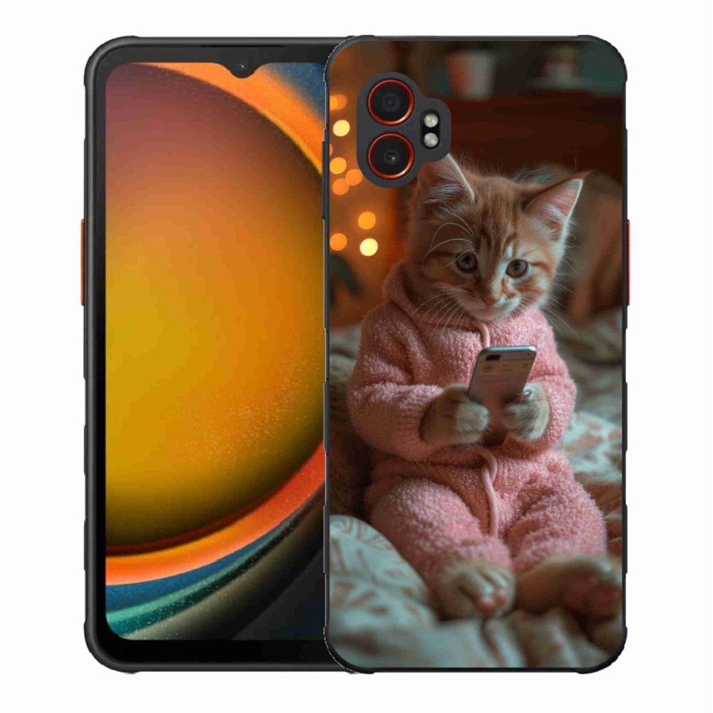 Gélový kryt mmCase na Samsung Galaxy Xcover 7 Pro - mačiatko s mobilom