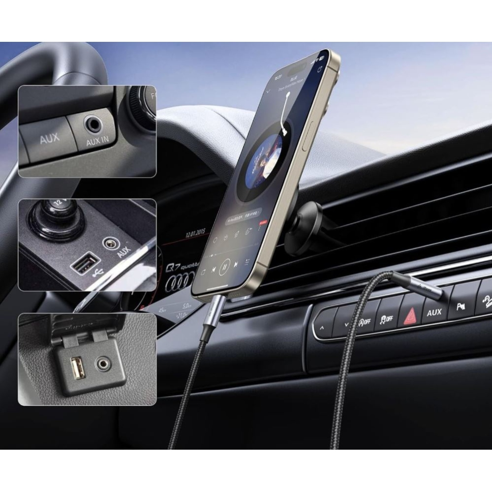 iPEAX Adaptér USB-C / 3,5 mm jack 1,5 m - čierny