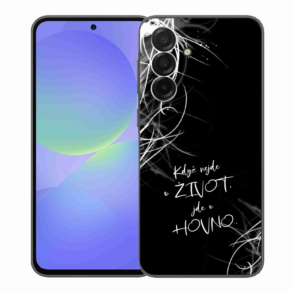 Gélový kryt mmCase na Samsung Galaxy A36 5G - vtipný text 16 čierne pozadie