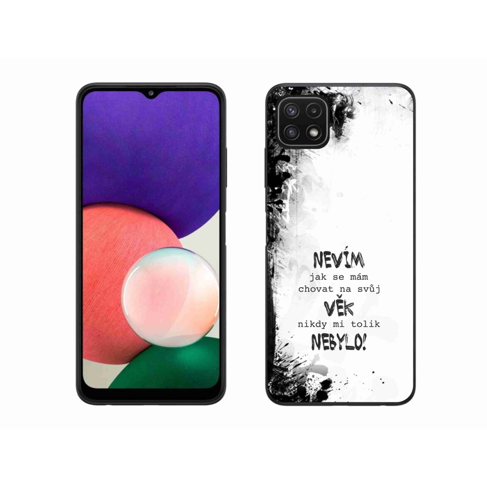 Gélový kryt mmCase na Samsung Galaxy A22 5G - vtipný text 14 biele pozadie