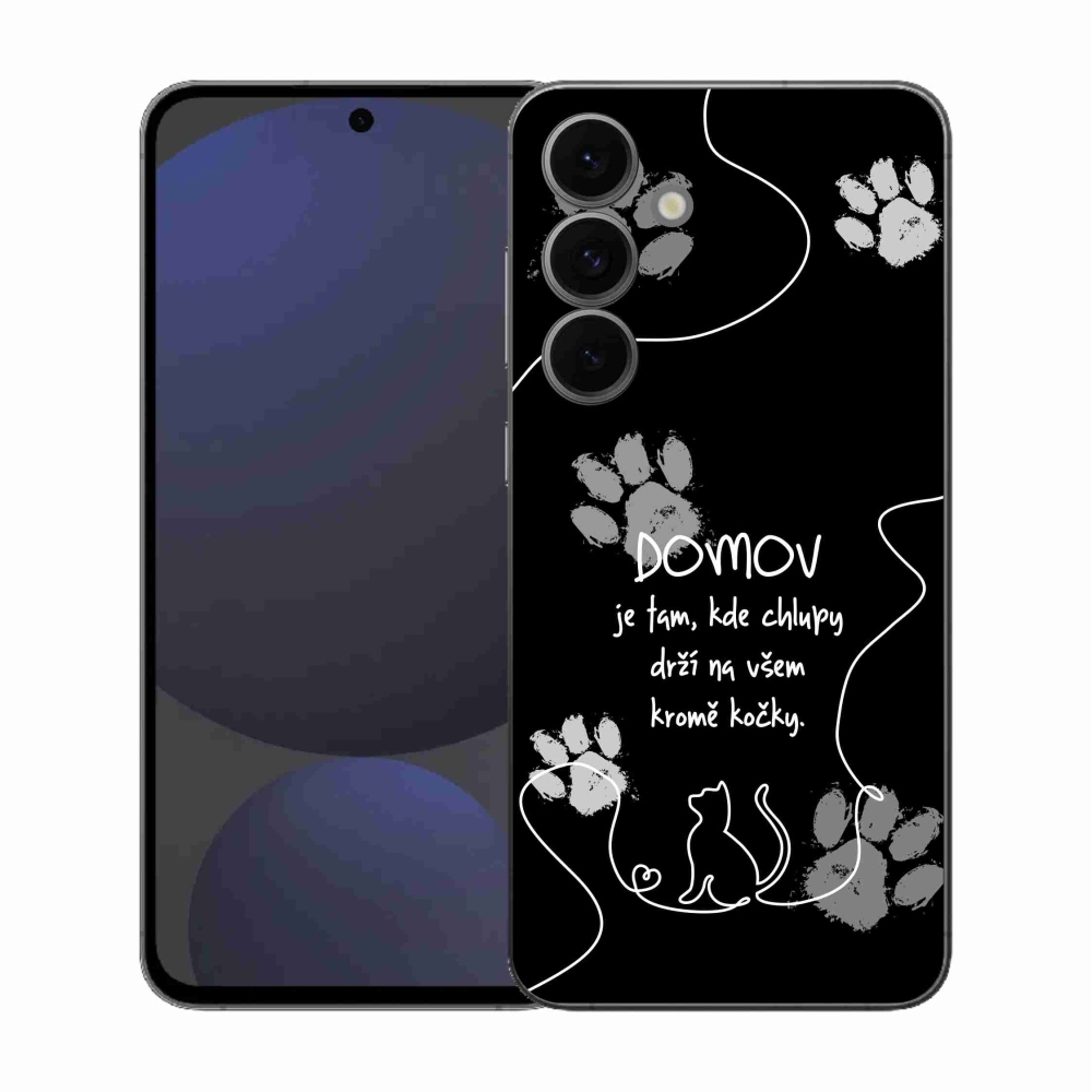 Gélový kryt mmCase na Samsung Galaxy S25 FE - mačacie motív čierne pozadie