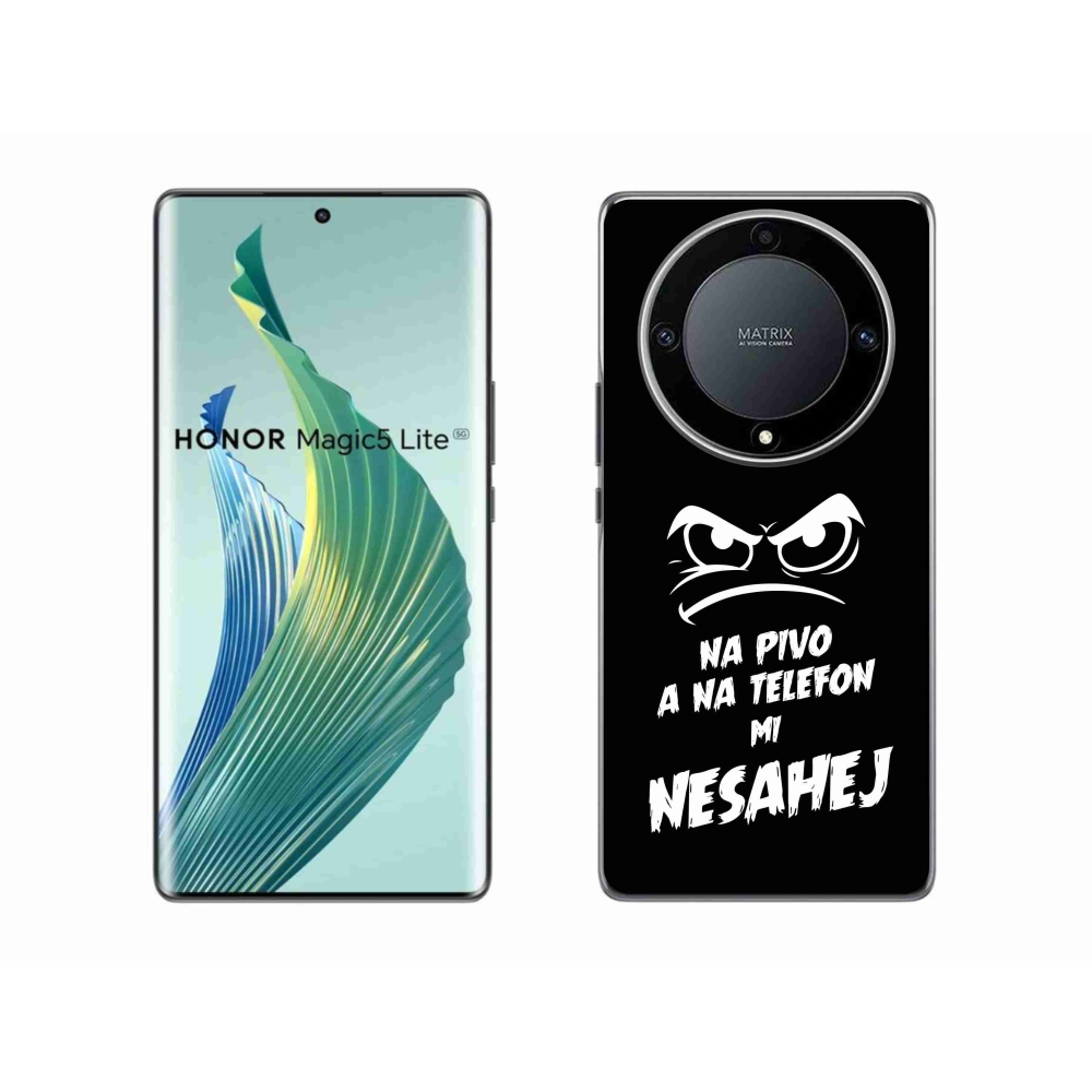 Gélový kryt mmCase na Honor Magic 5 Lite 5G - pivný motív 2 čierne pozadie