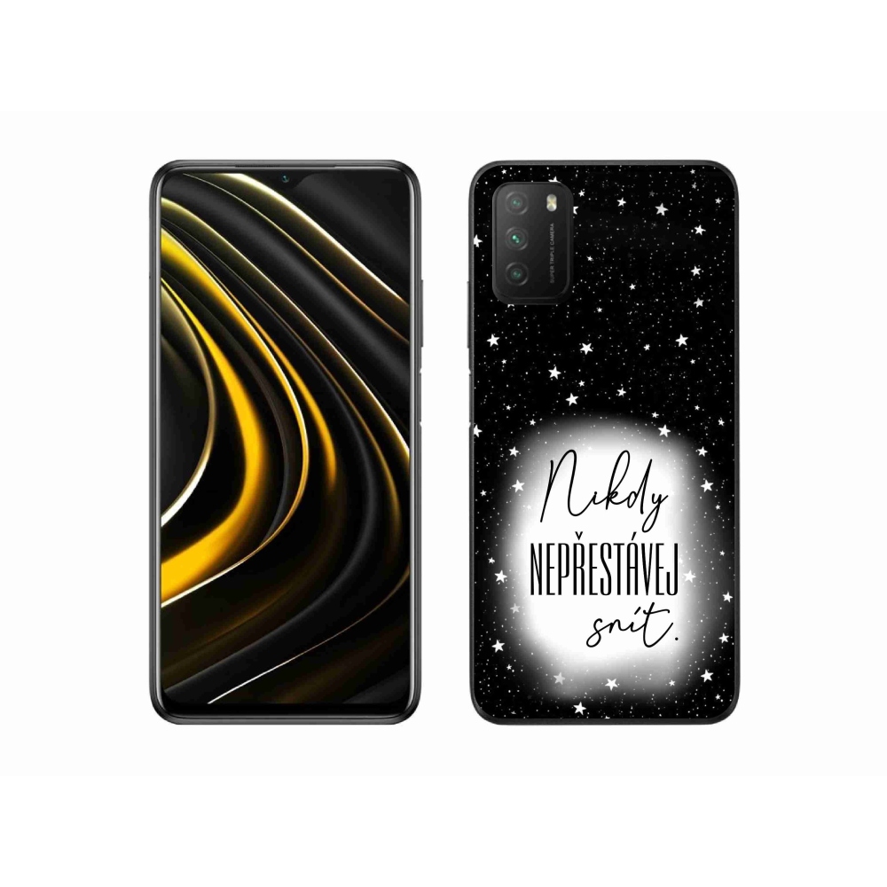 Gélový kryt mmCase na Xiaomi Poco M3 - citát 1 bieločierne pozadie