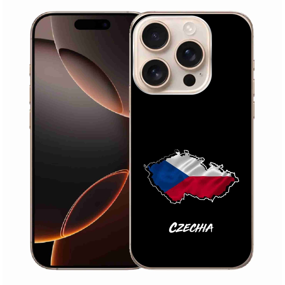 Gélový kryt mmCase na iPhone 16 Pro Max - Czechia čierne pozadie