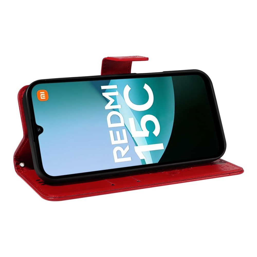 Trees knižkové púzdro na Xiaomi Redmi 15C 4G/5G (173mm) - červené