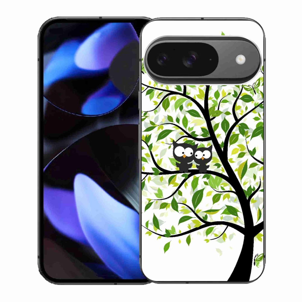 Gélový kryt mmCase na Google Pixel 9/9 Pro - sovičky na strome