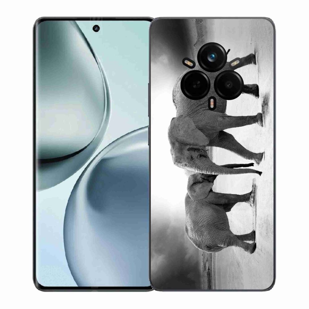 Gélový kryt mmCase na Realme 14 Pro+ 5G - čiernobieli slony