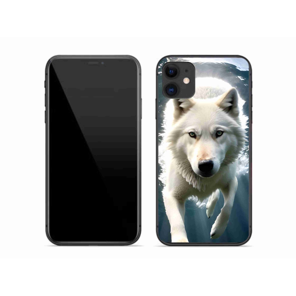 Gélový kryt mmCase na iPhone 11 - biely vlk