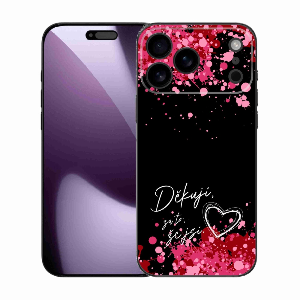 Gélový kryt mmCase na iPhone 17 Pro Max - zamilovaný text 2 čierne pozadie