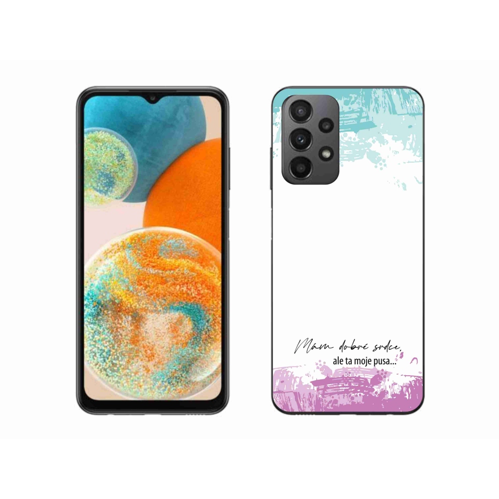 Gélový kryt mmCase na Samsung Galaxy A23 4G/5G - vtipný text 3 biele pozadie