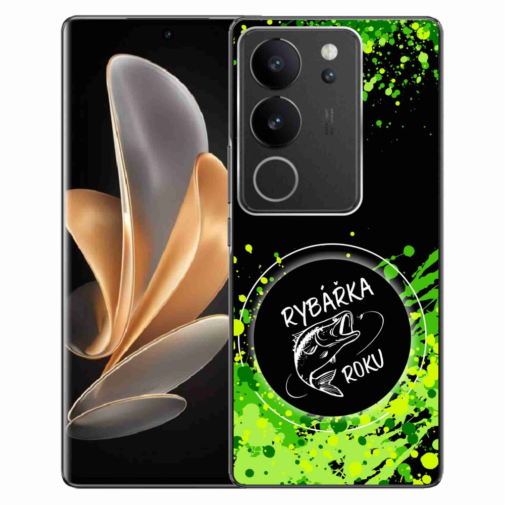 Gélový kryt mmCase na Vivo V29 5G - rybárka roku čierne pozadie