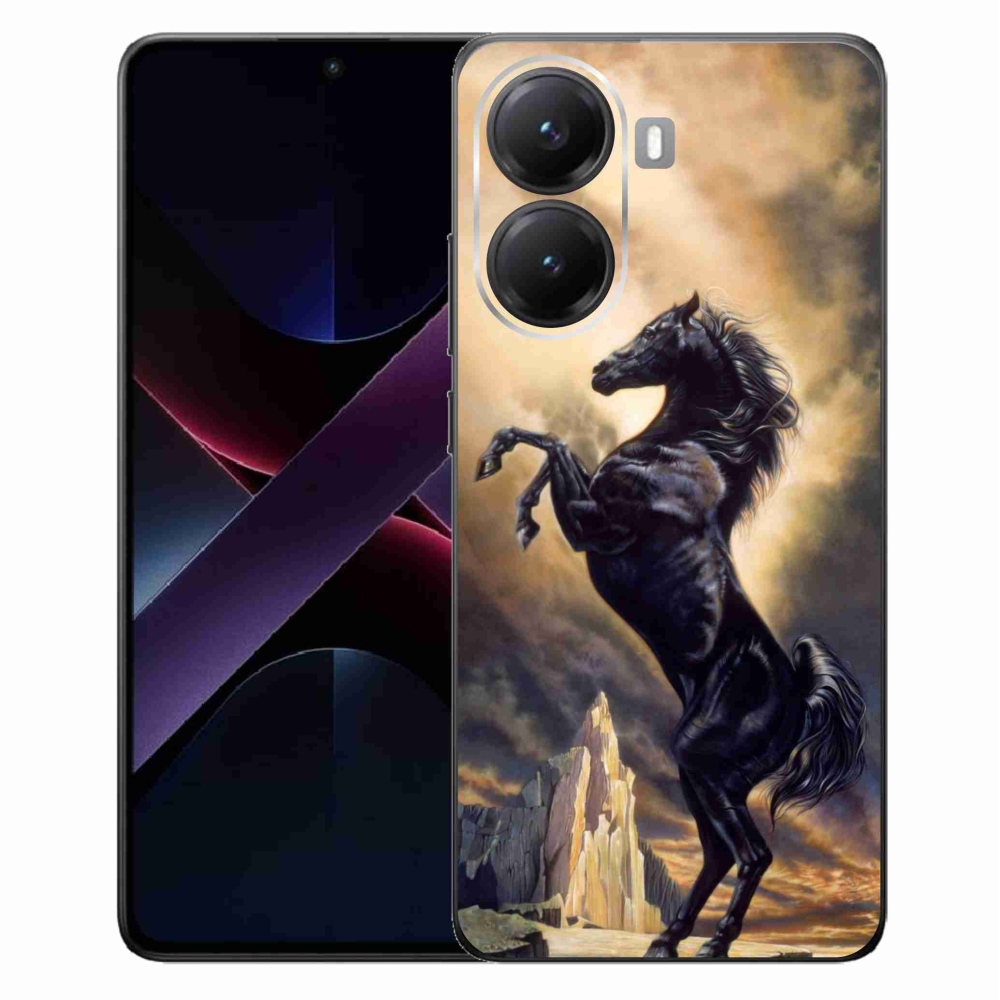 Gélový kryt mmCase na Xiaomi Poco X7 Pro 5G - čierny kreslený kôň