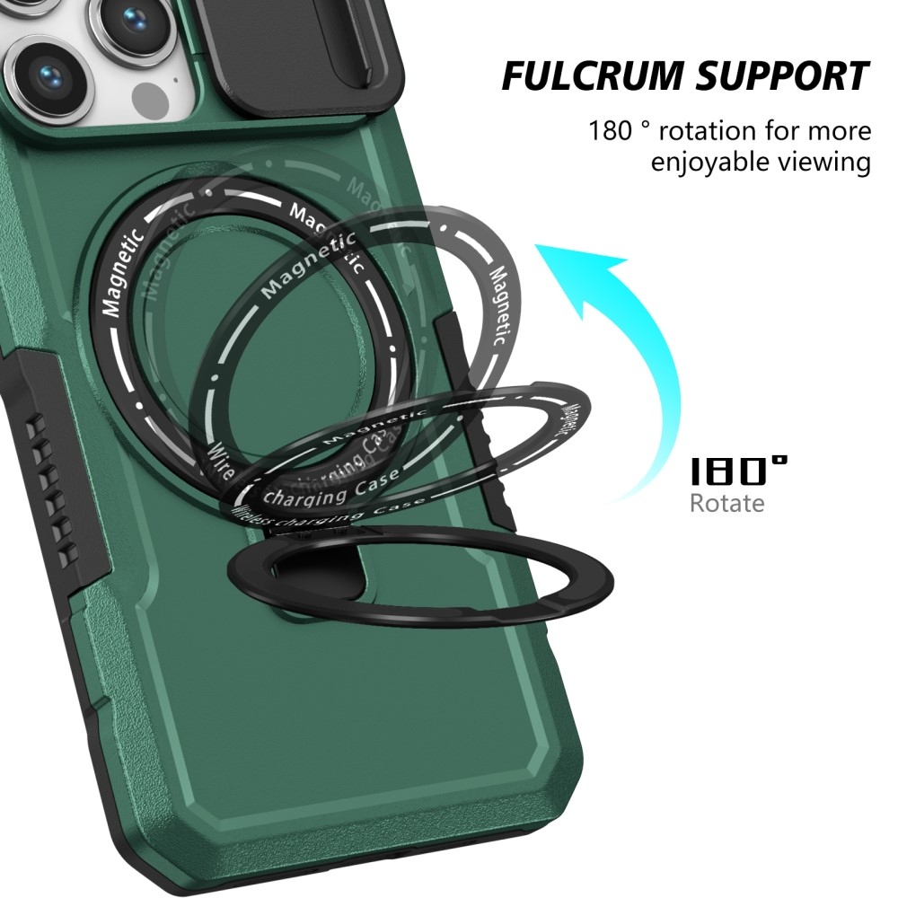 Military odolný kryt s MagSafe na iPhone 14 Pro Max - tmavozelený