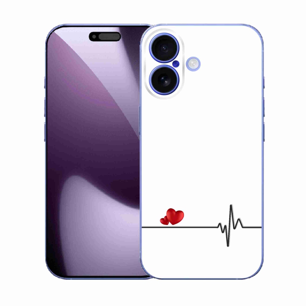 Gélový kryt mmCase na iPhone 17 - srdce a tep biele pozadie