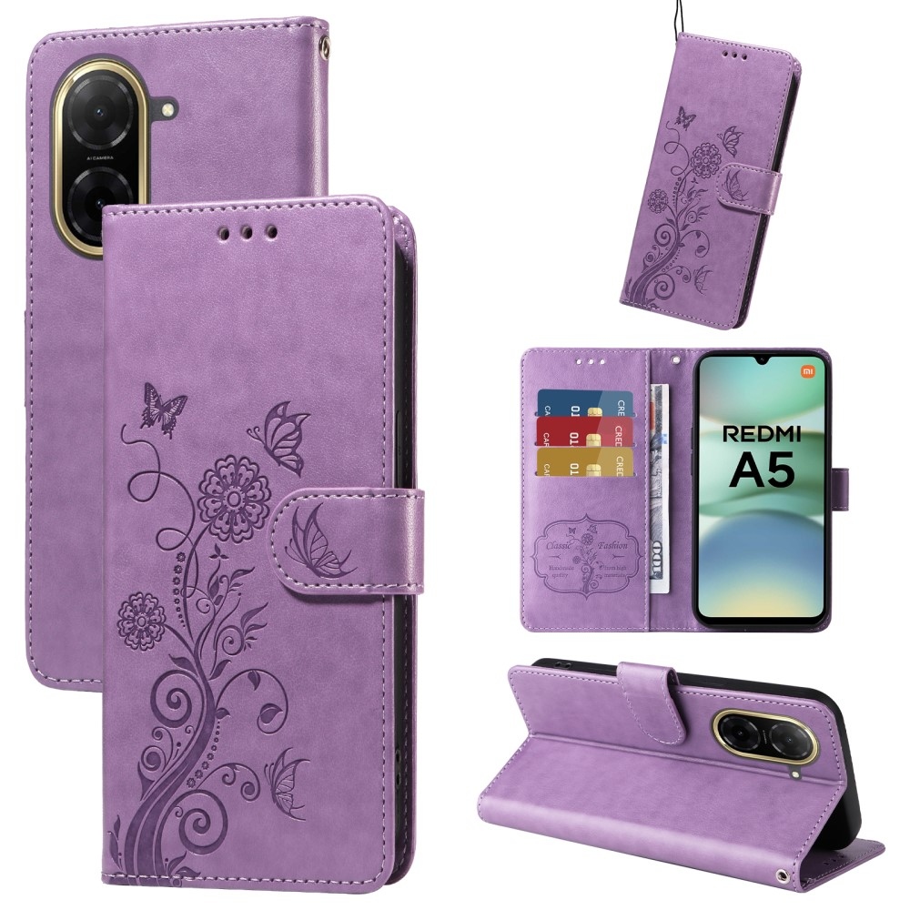 Flowery knižkové púzdro na Xiaomi Redmi A5 - fialové