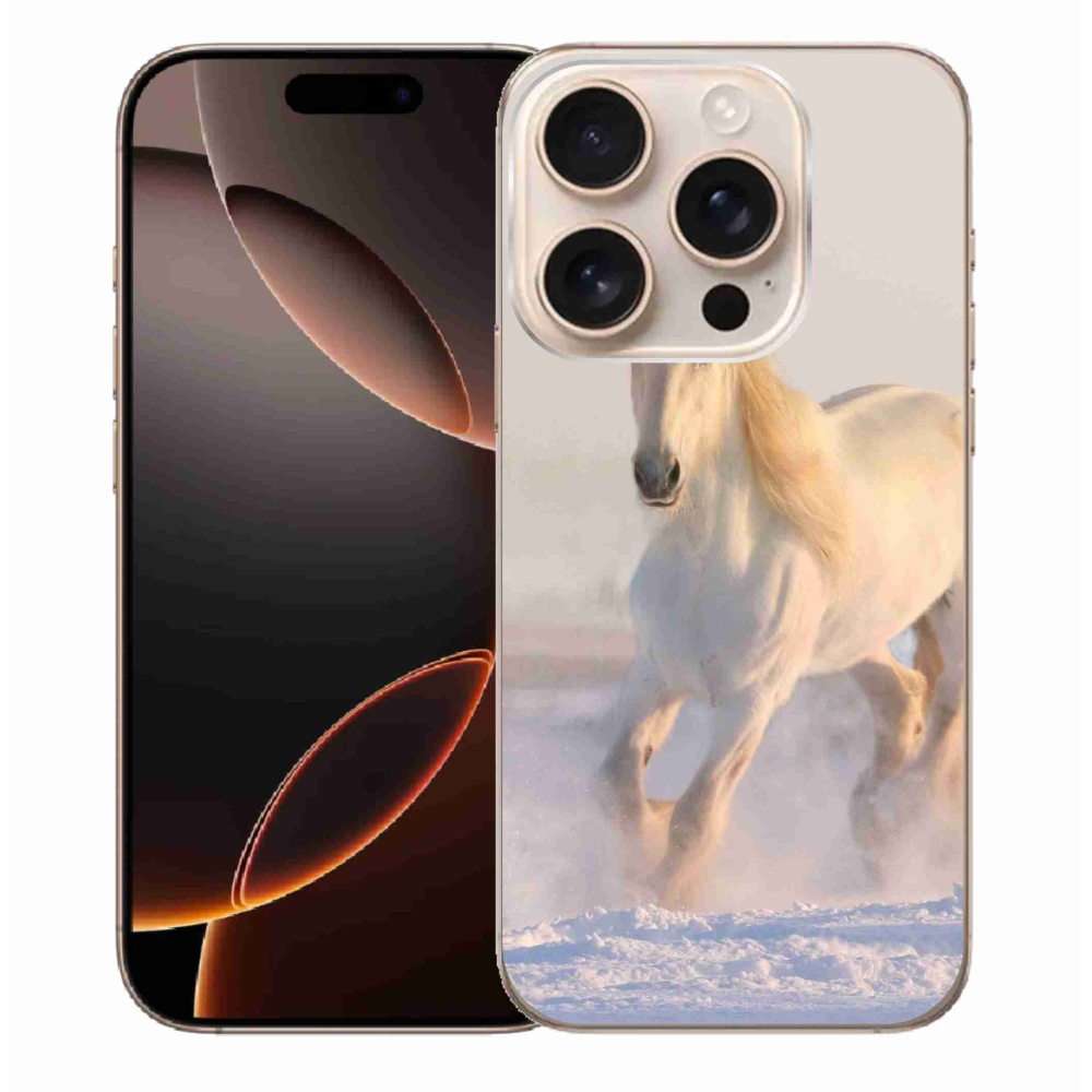 Gélový obal mmCase na iPhone 16 Pro Max - kôň v snehu