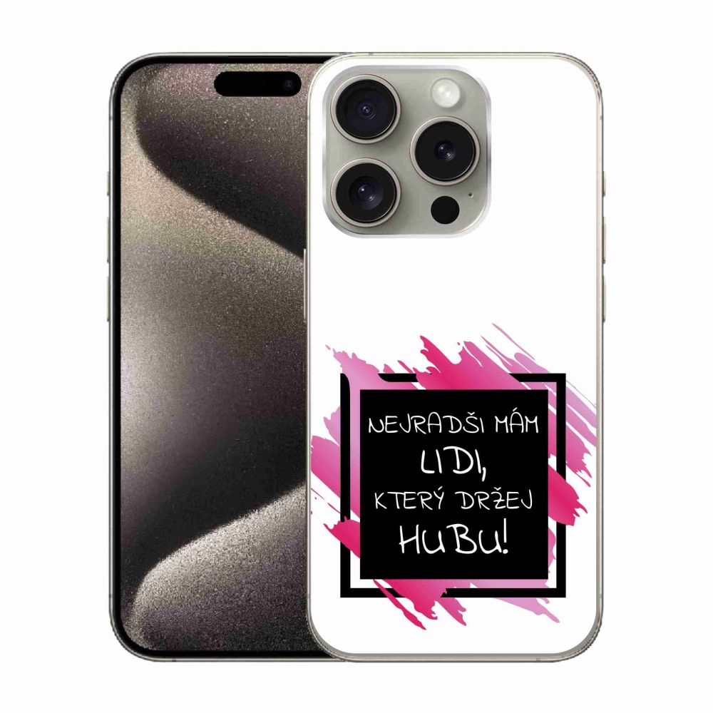 Gélový kryt mmCase na iPhone 15 Pro - vtipný text 7 čiernobiele pozadie