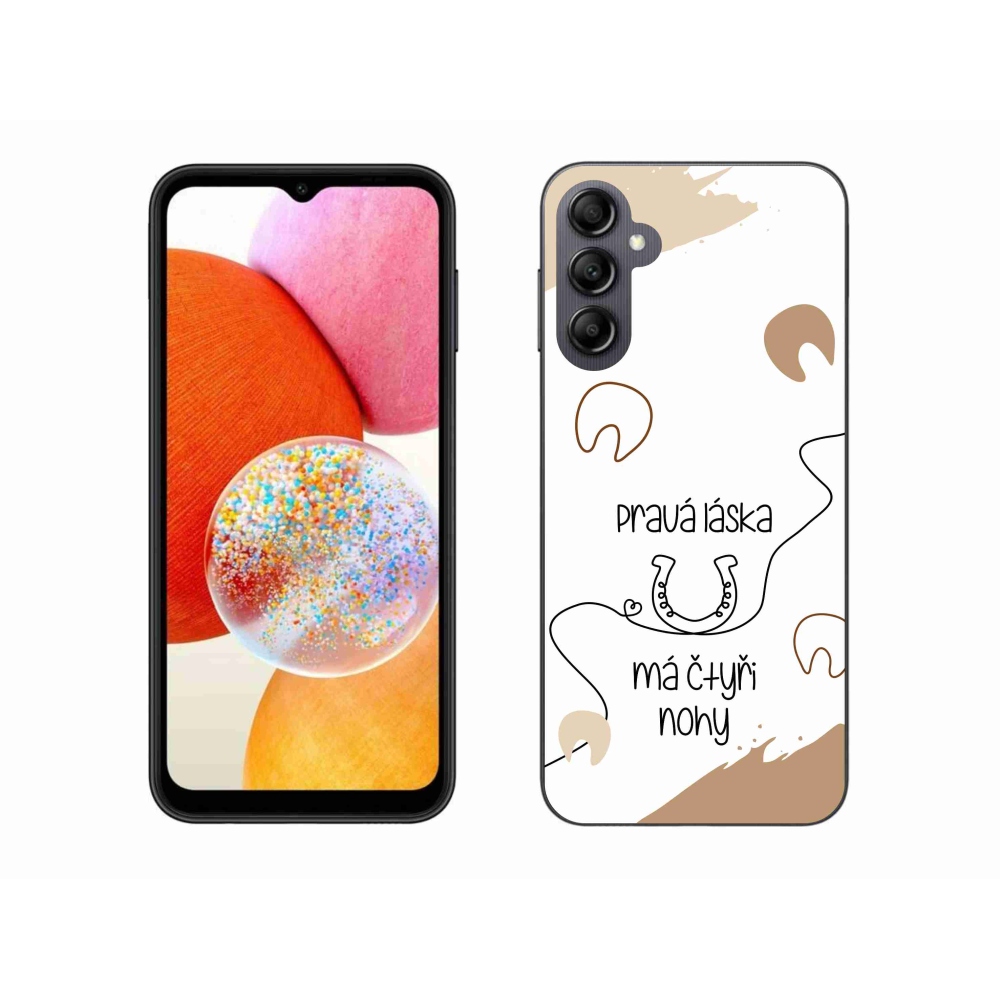 Gélový kryt mmCase na Samsung Galaxy A14 4G/5G - konský motív biele pozadie