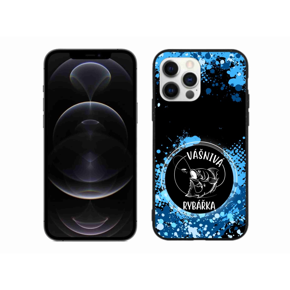 Gélový kryt mmCase na iPhone 12 Pro Max - vášnivá rybárka čierne pozadie