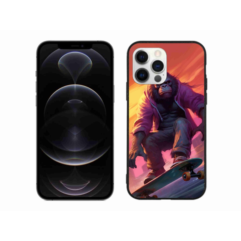 Gélový kryt mmCase na iPhone 12 Pro Max - gorila na skateboarde