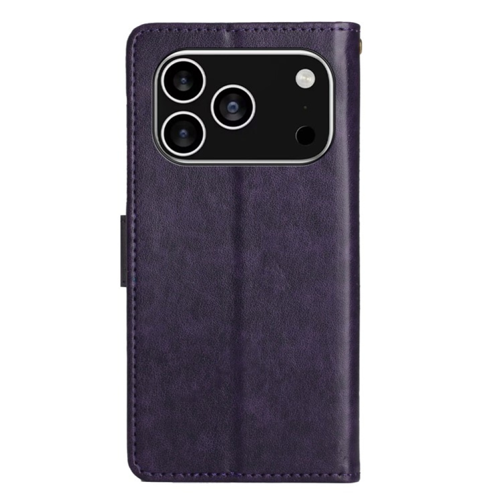 Flowers knižkové púzdro na iPhone 17 Pro - tmavofialové