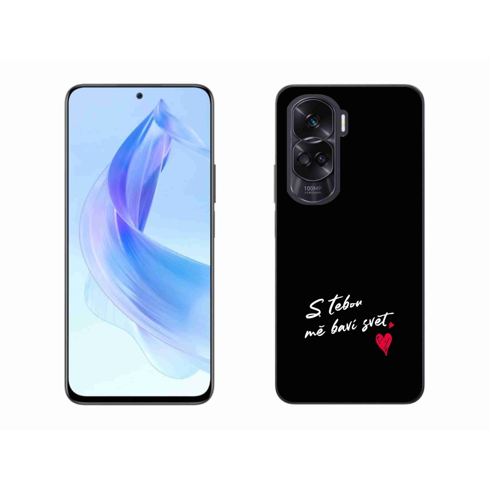 Gélový kryt mmCase na Honor 90 Lite - zamilovaný text 1 čierne pozadie