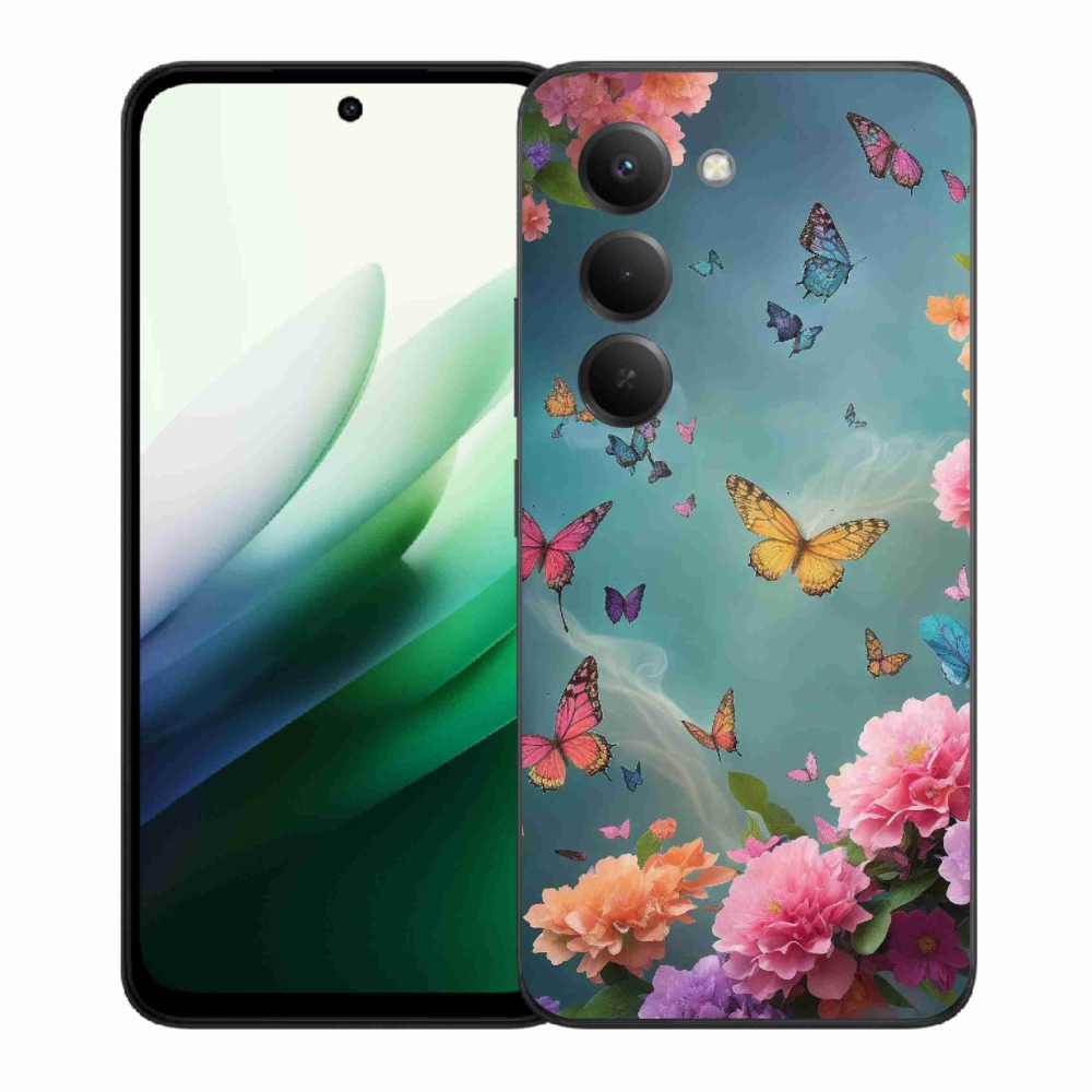 Gélový kryt mmCase na Xiaomi Redmi 15 5G (169mm) - farebné kvety a motýle