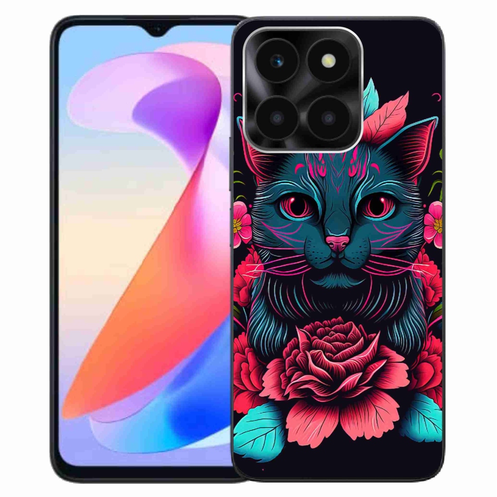 Gélový kryt mmCase na Honor X6a - kvety a mačka