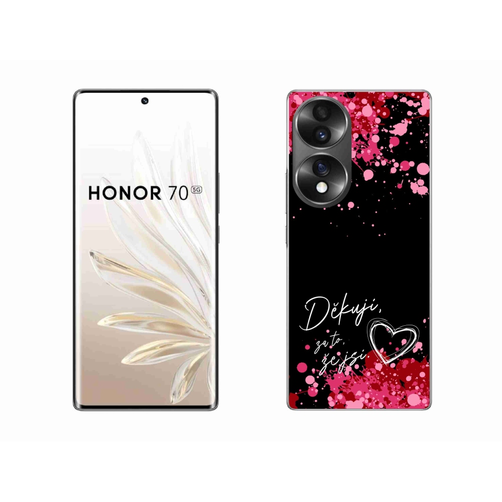 Gélový kryt mmCase na Honor 70 - zamilovaný text 2 čierne pozadie