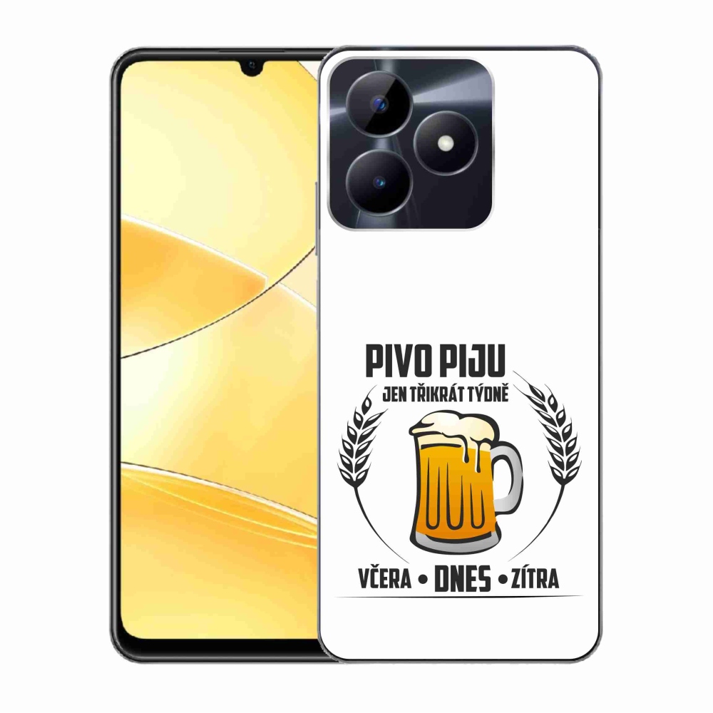 Gélový kryt mmCase na Realme C51/C53 - pivný motív biele pozadie