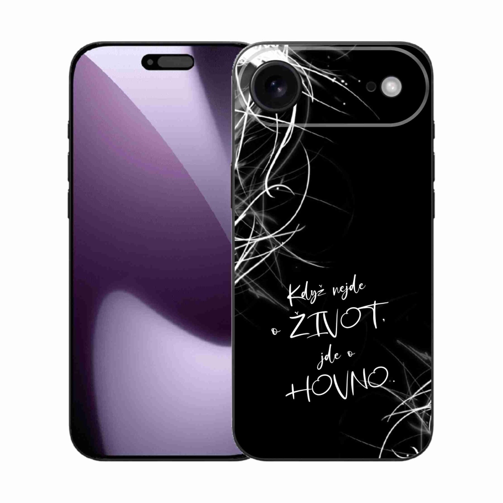 Gélový kryt mmCase na iPhone 17 Air - vtipný text 16 čierne pozadie