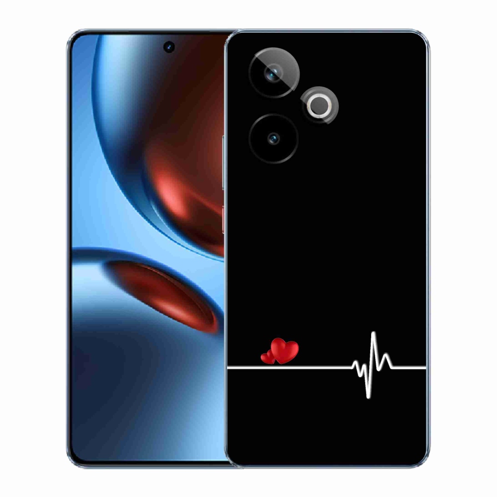 Gélový kryt mmCase na Realme GT 7 5G/GT 7T 5G - srdce a tep čierne pozadie