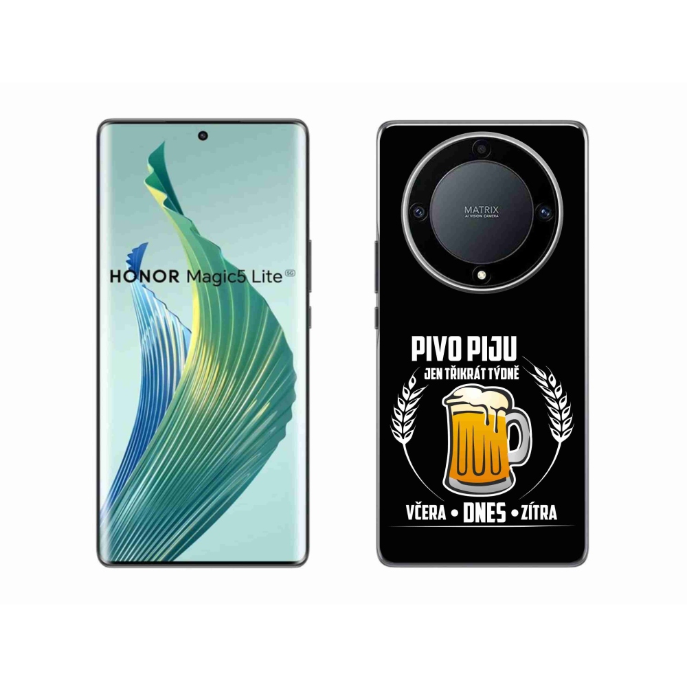 Gélový kryt mmCase na Honor Magic 5 Lite 5G - pivný motív čierne pozadie