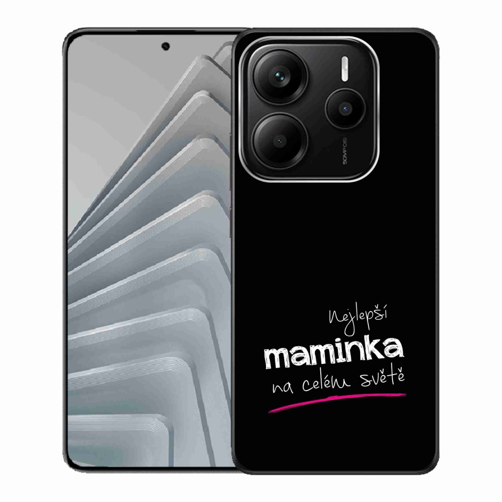Gélový kryt mmCase na Xiaomi Redmi Note 14 5G - najlepšia mamička 4 čierne pozadie