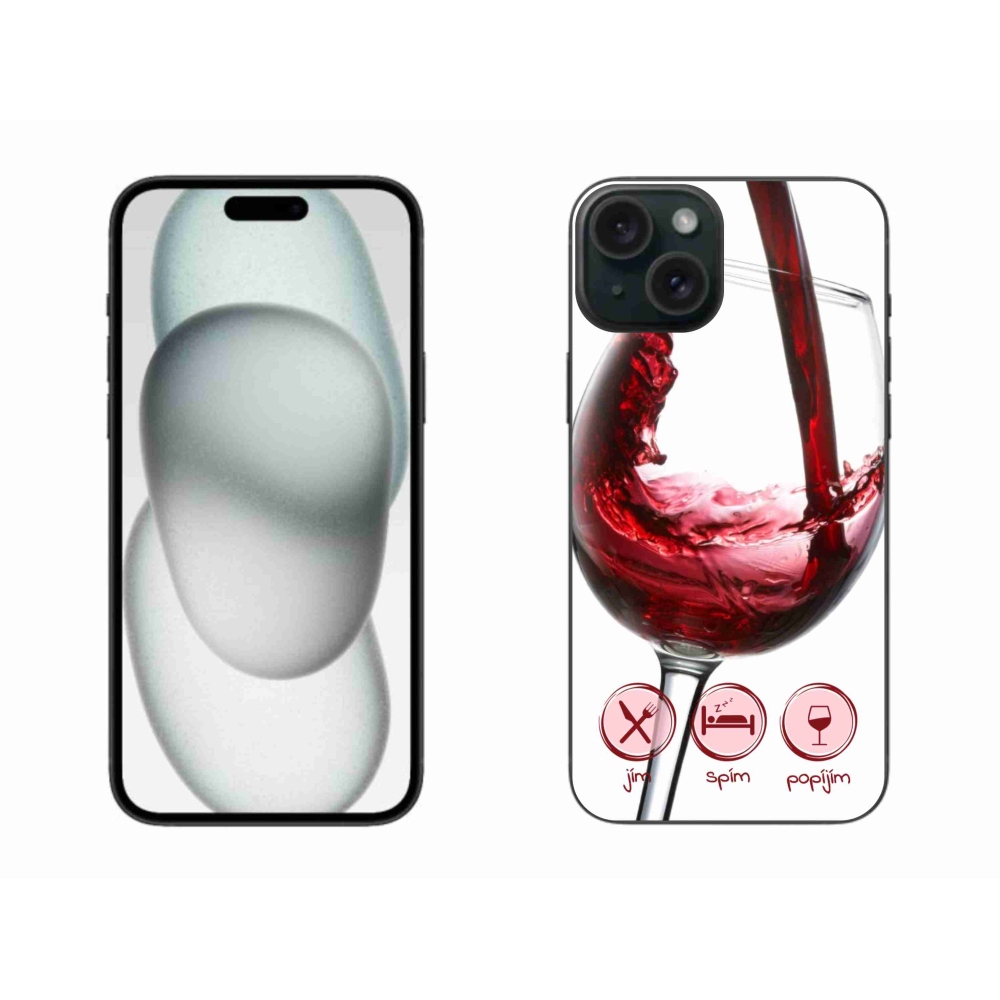 Gélový obal mmCase na iPhone 15 Plus - pohár vína červené