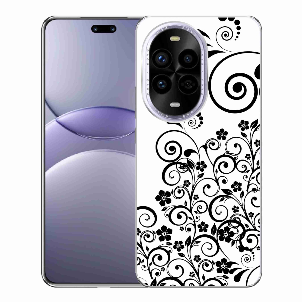 Gélový kryt mmCase na Huawei Nova 13 Pro 5G - čiernobiele kvetinové vzory