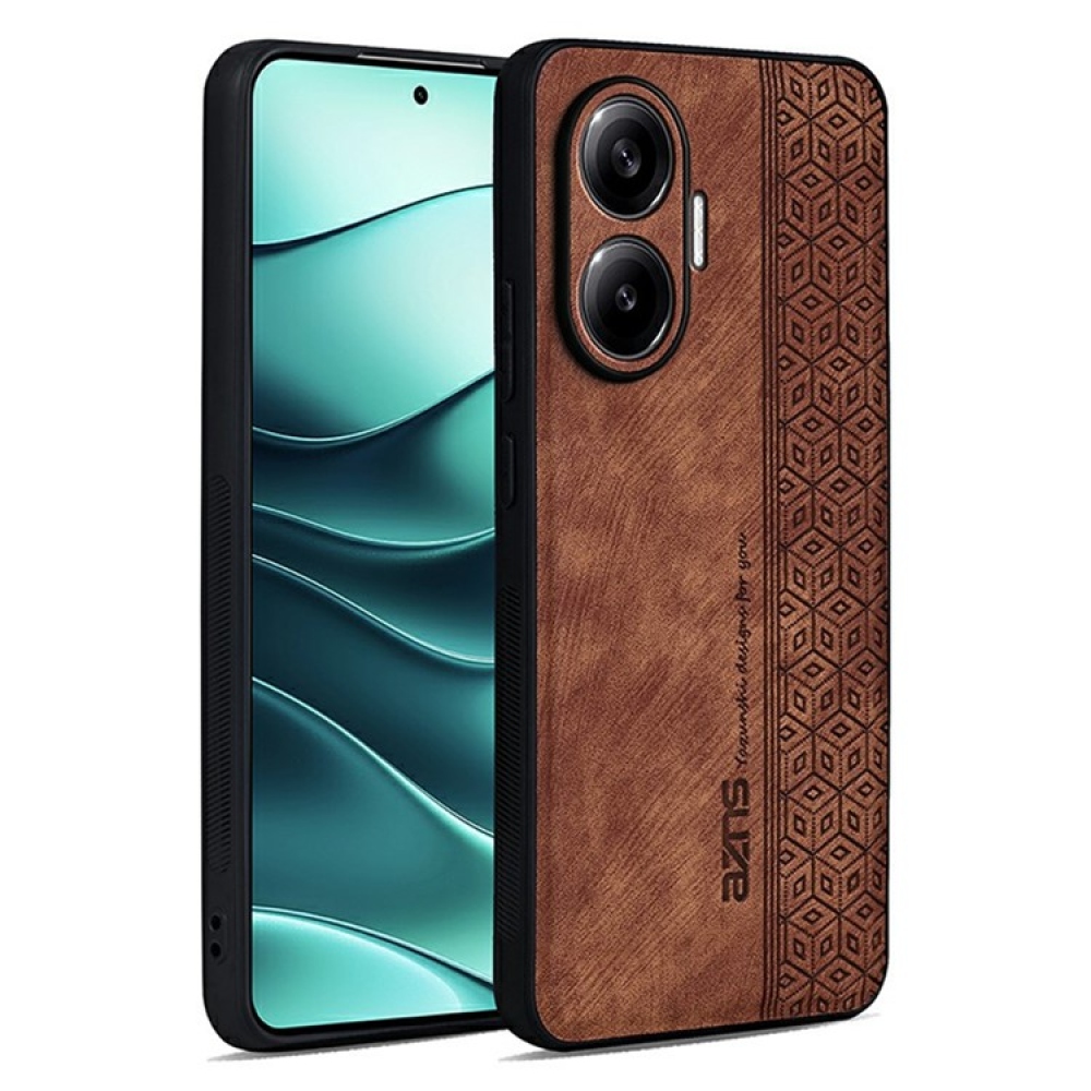 AZNS gélový obal potiahnutý PU kožou pre mobil Xiaomi Poco F7 5G - hnedý