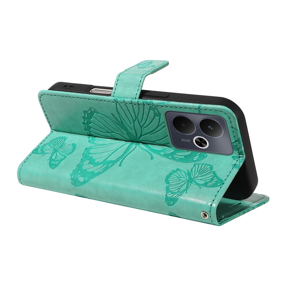Big Butterfly knižkové puzdro na Realme 14 5G/14T 5G - modrozelené