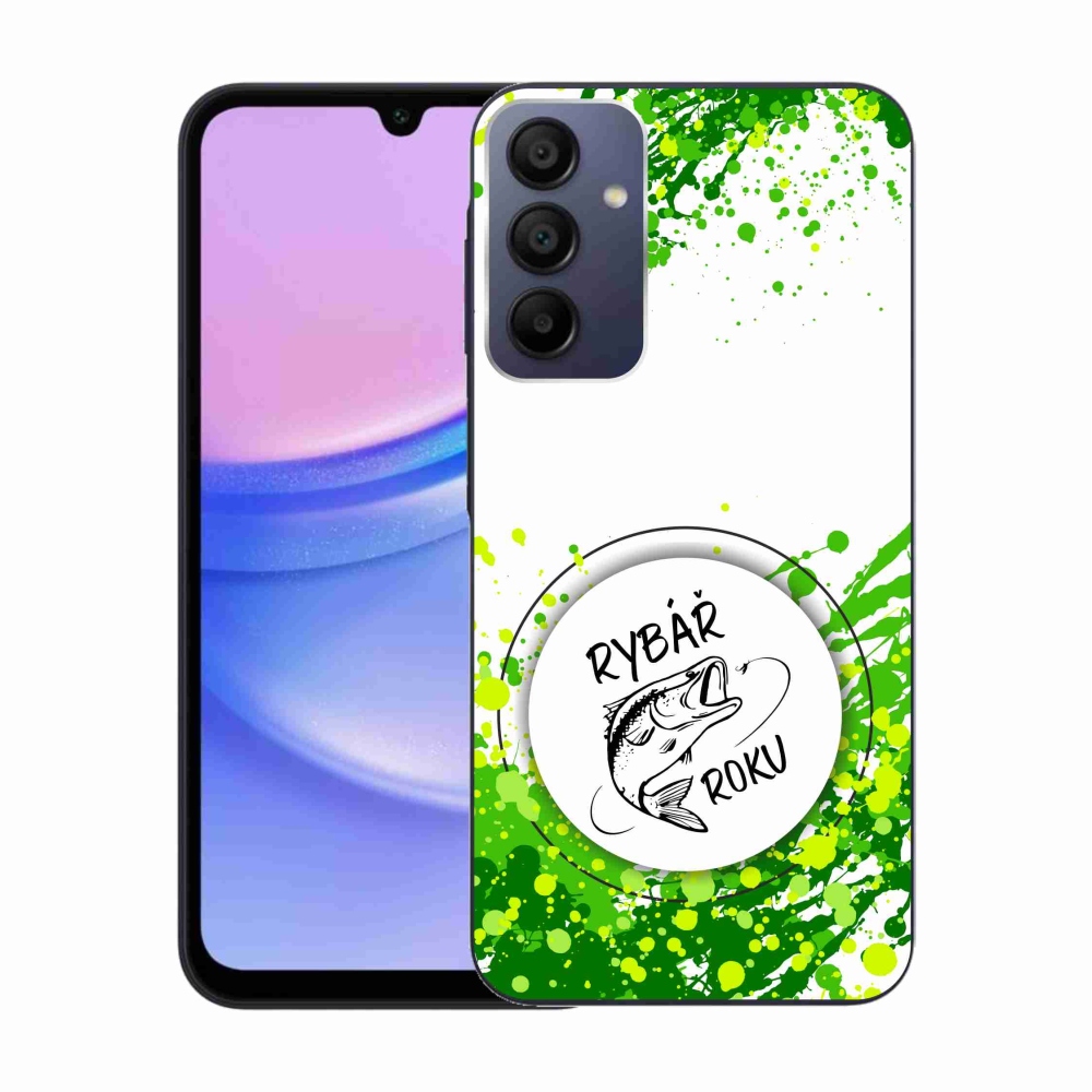 Gélový kryt mmCase na Samsung Galaxy A15 4G/5G - rybár roka biele pozadie