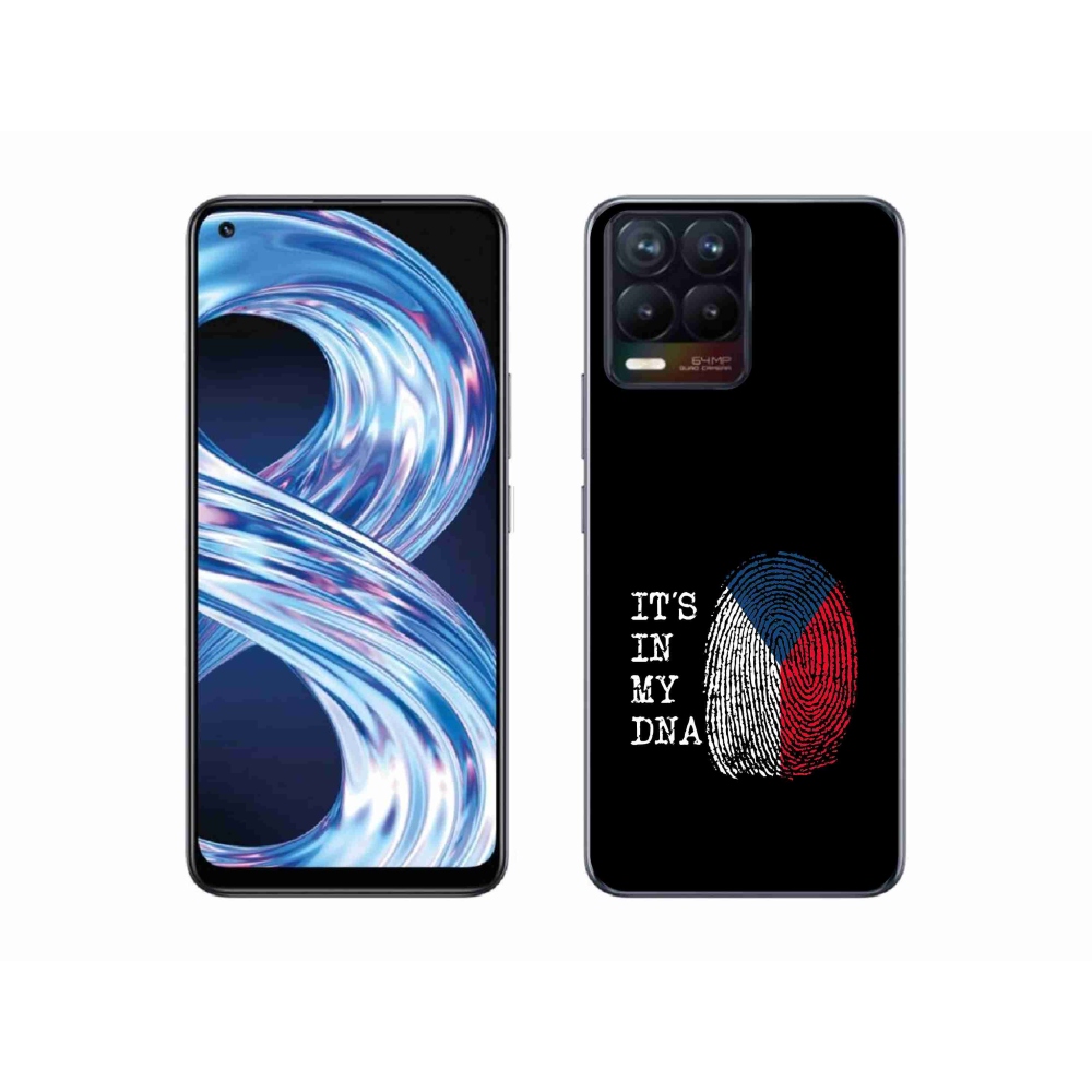 Gélový kryt mmCase na Realme 8 4G - vlajka odtlačok prsta čierne pozadie