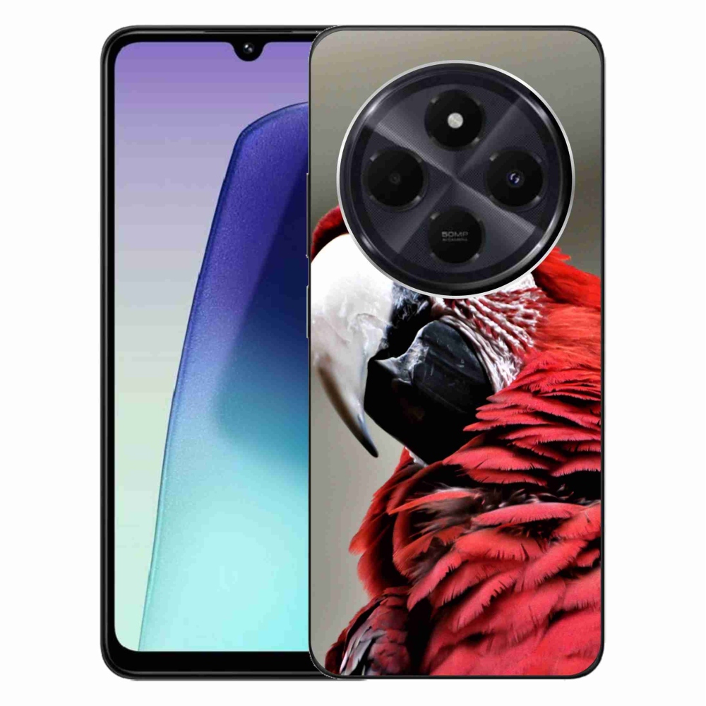 Gélový obal mmCase na Xiaomi Redmi 14C/Poco C75 - papagáj ara červený