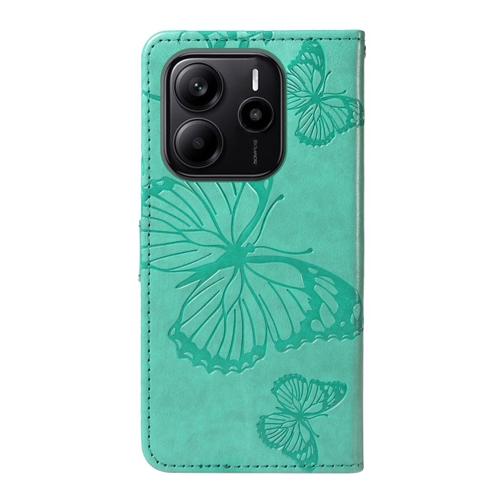 Big Butterfly knižkové púzdro na Xiaomi Redmi Note 14 - modrozelené