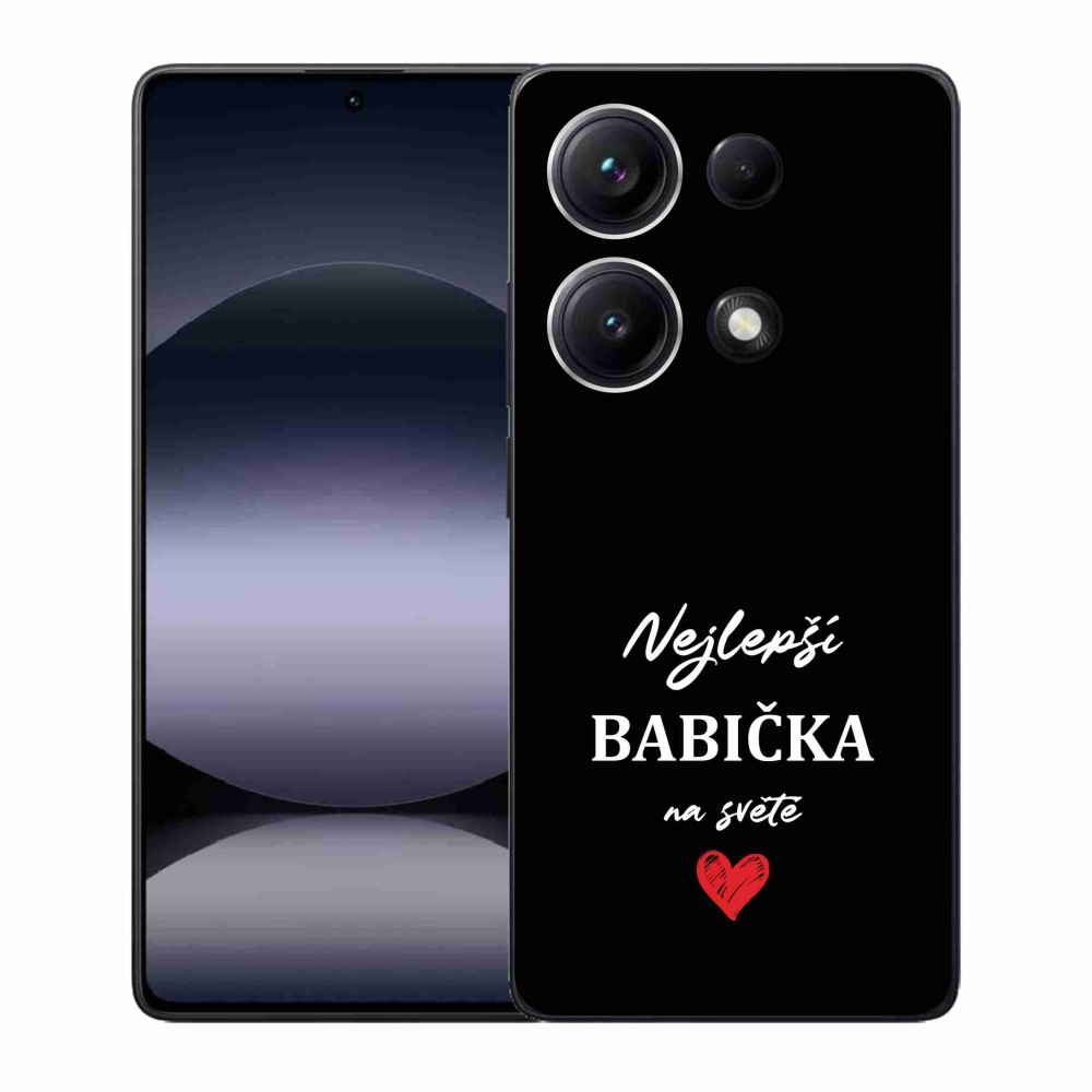 Gélový kryt mmCase na Xiaomi Redmi Note 14S - najlepšia babička 1 čierne pozadie