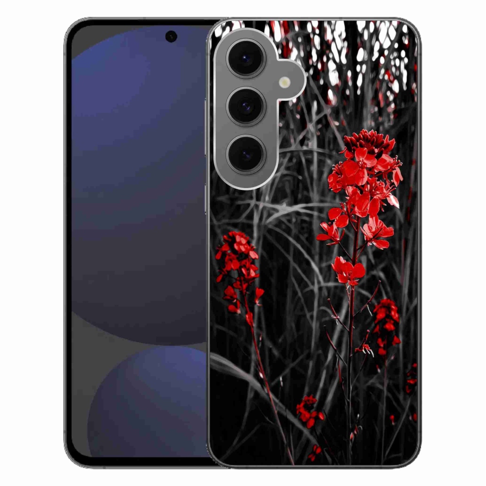Gélový kryt mmCase na Samsung Galaxy S24 FE - červená rastlina