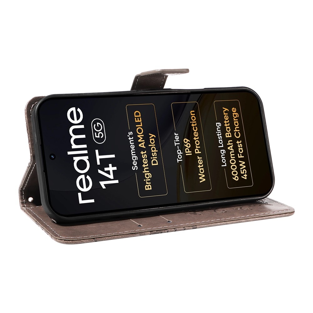 Big Butterfly knižkové puzdro na Realme 14 5G/14T 5G - šedé