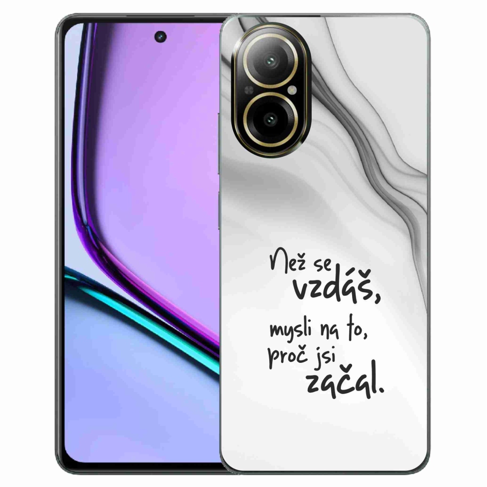 Gélový kryt mmCase na Realme C67 - citát 2 biele pozadie